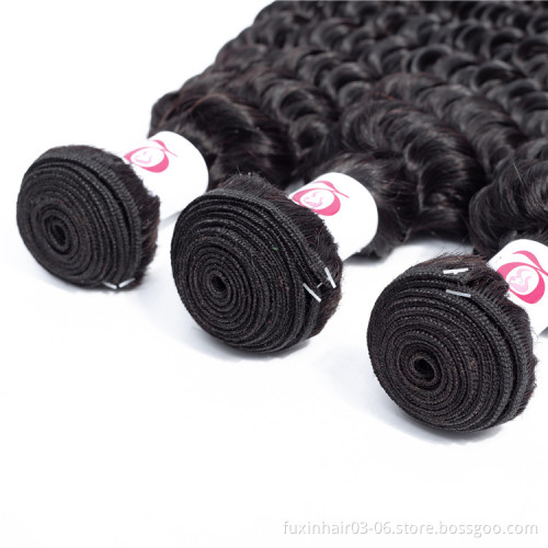 Real Virgin Human Hair 100% Deep Wave Raw Remy Brazilian Cheap 6a Pure Human Hair Bundles with Lace Closure